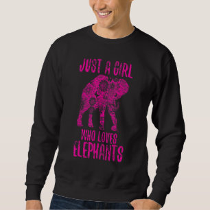 Bara en flicka som Kärlek Elephants White Vintage Lång Ärmad Tröja