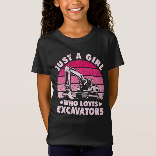Bara en flicka som Kärlek Excavators Retro Excavat T Shirt (Framsida)