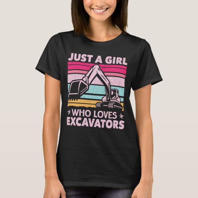 Bara en flicka som Kärlek Excavators Retro Excavat T Shirt (Framsida)