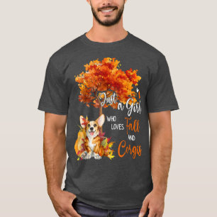 Bara en flicka som Kärlek faller och Corgis Autumn T Shirt