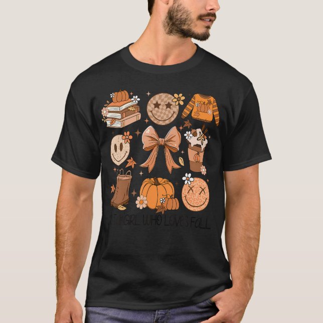 Bara en flicka som Kärlek faller Pumpkin Spice Löv T Shirt (Framsida)