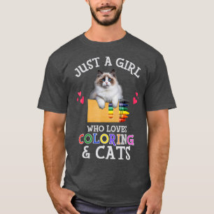 Bara en flicka som Kärlek färgar katter Mamma Art T Shirt