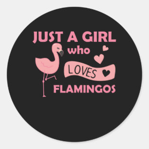 Bara en flicka som Kärlek Flamingos Cute Animal Runt Klistermärke