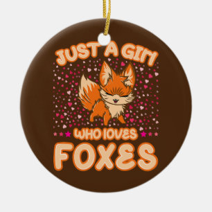 Bara en flicka som kärlek Foxes Cute Heart Fox Julgransprydnad Keramik