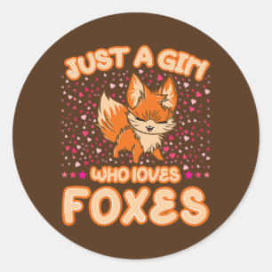 Bara en flicka som kärlek Foxes Cute Heart Fox Runt Klistermärke