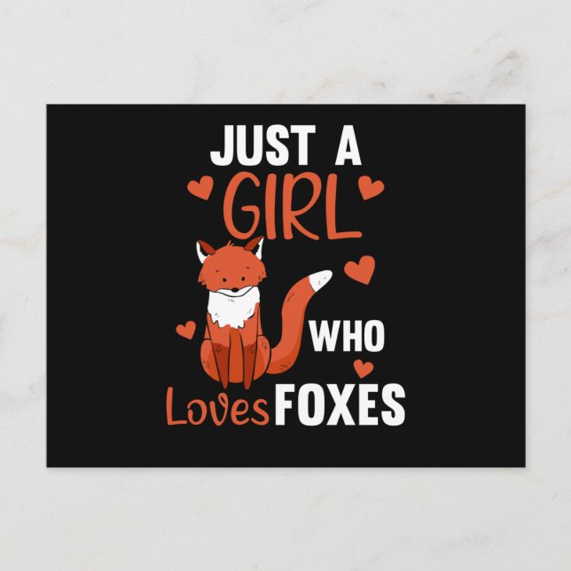 Bara en flicka som Kärlek Foxes, en fin räv Vykort (Framsida)