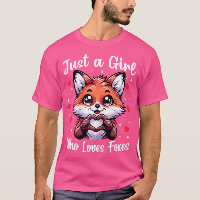 Bara en flicka som Kärlek Foxes Kawaii Anime Fox H T Shirt (Framsida)