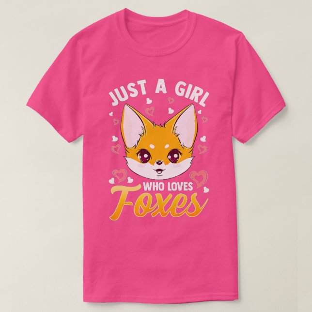 Bara en flicka som Kärlek Foxes Kids Girls Cute Fo T Shirt (Design framsida)