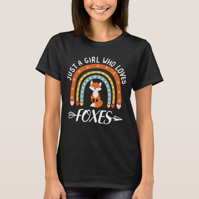 Bara en flicka som Kärlek Foxes Rainbow Cute Fox Ä T Shirt (Framsida)