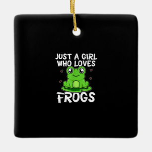 Bara en flicka som Kärlek Frogs   Cute Grönt Fro Julgransprydnad Keramik