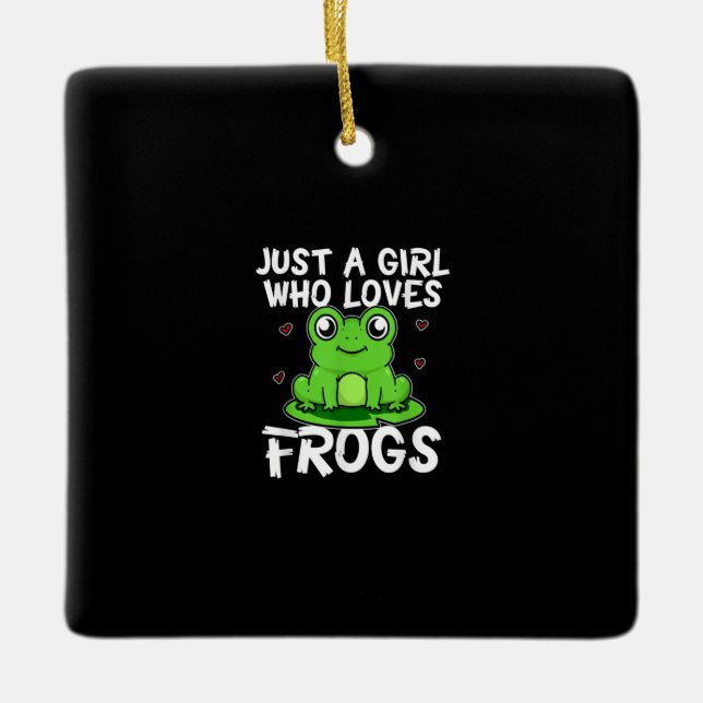 Bara en flicka som Kärlek Frogs | Cute Grönt Frog  Julgransprydnad Keramik (Framsida)