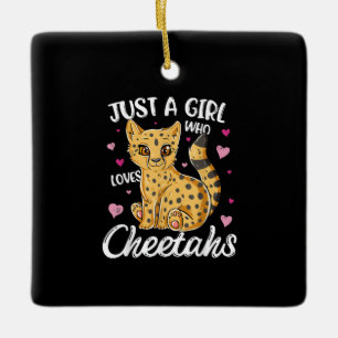 Bara en flicka som kärlek fuskar. cheetah-gåva julgransprydnad keramik