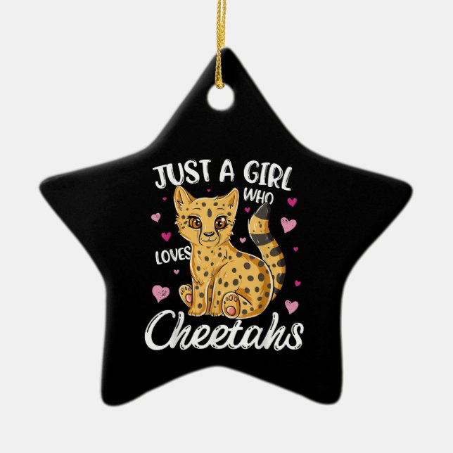 Bara en flicka som kärlek fuskar. | cheetah-gåva julgransprydnad keramik (Framsidan)