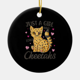 Bara en flicka som kärlek fuskar.   cheetah-gåva julgransprydnad keramik