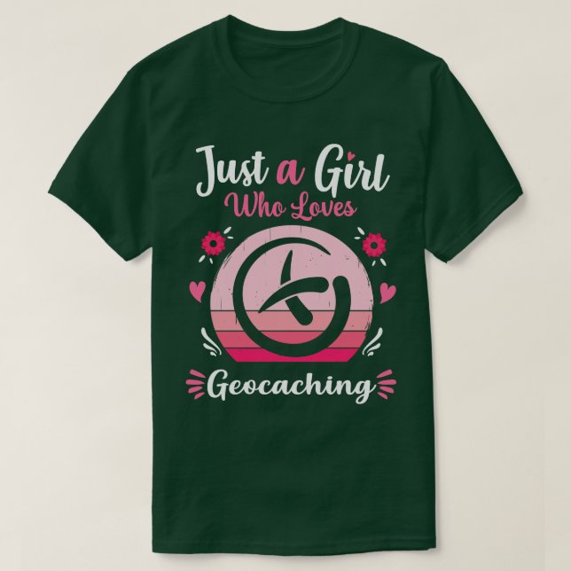 Bara en flicka som Kärlek Geocaching Rosa Retro Vi T Shirt (Design framsida)