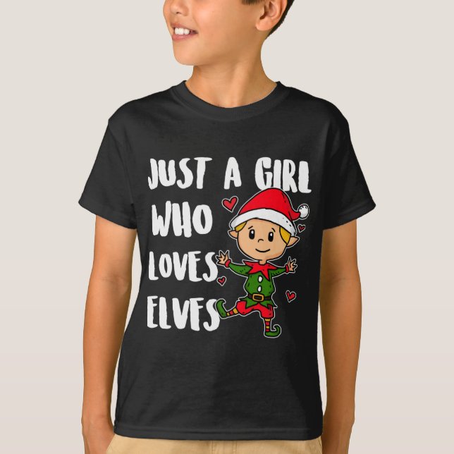 Bara en flicka som Kärlek ger Cute Jul Elf Cos T Shirt (Framsida)