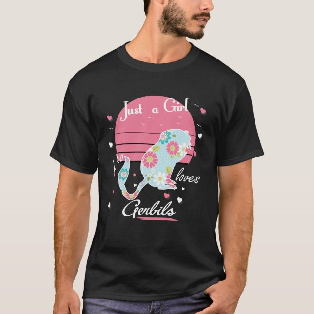 Bara en flicka som Kärlek Gerbils Pet Mouse Gerbil T Shirt (Framsida)