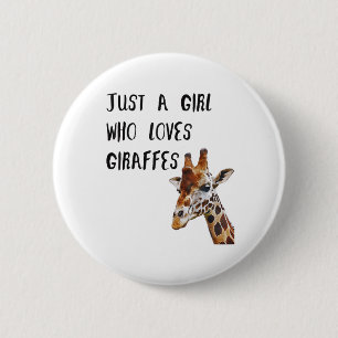 Bara en flicka som Kärlek Giraffes Cute Animal Gir Knapp