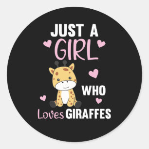 Bara en flicka som Kärlek Giraffes - Cute Giraffe Runt Klistermärke