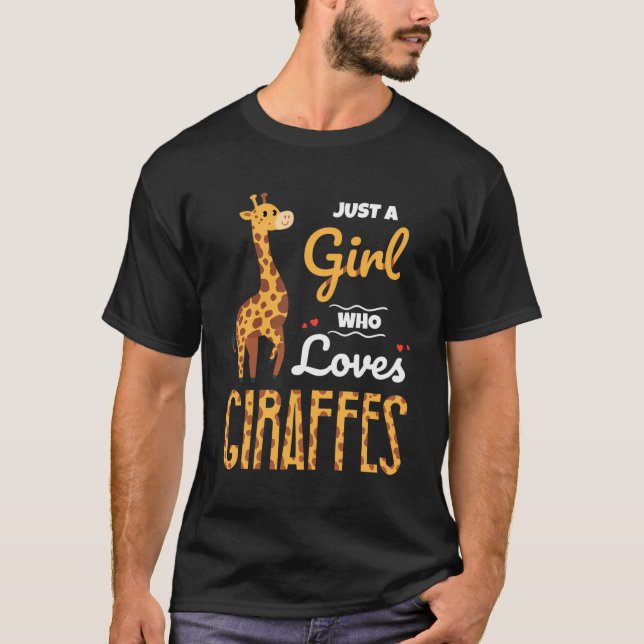 Bara en flicka som Kärlek Giraffes Funny Safari Af T Shirt (Framsida)