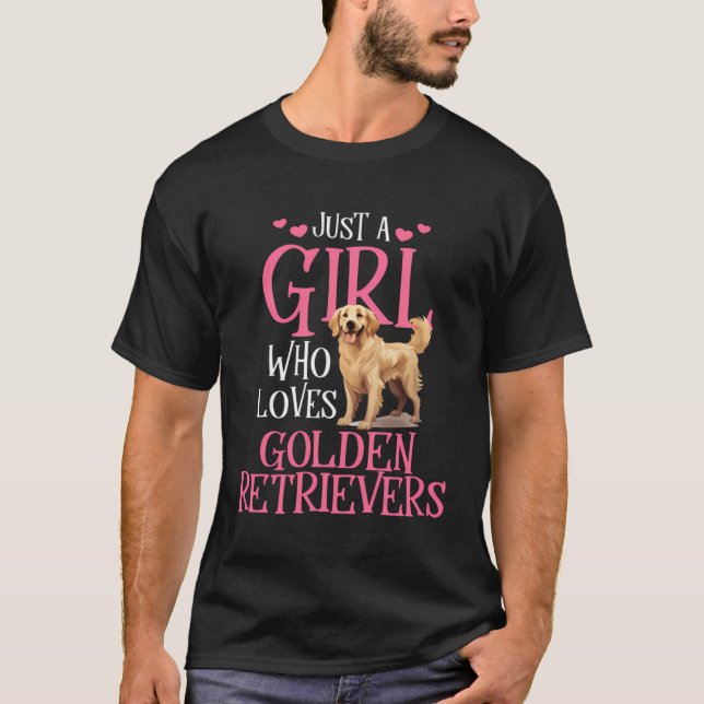Bara en flicka som Kärlek Golden Retrievers T Shirt (Framsida)