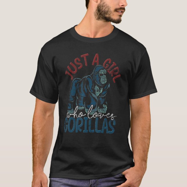 Bara en flicka som Kärlek Gorillas Ape Monkey Gori T Shirt (Framsida)