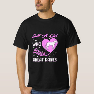 Bara en flicka som Kärlek Great dane/Hund älskare T Shirt