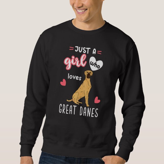 Bara en flicka som Kärlek Great dane Lång Ärmad Tröja (Framsida)
