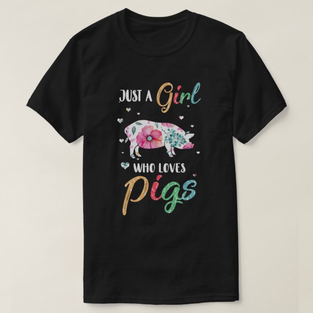 Bara en flicka som Kärlek Grisar cute Gris Älskare T Shirt (Design framsida)