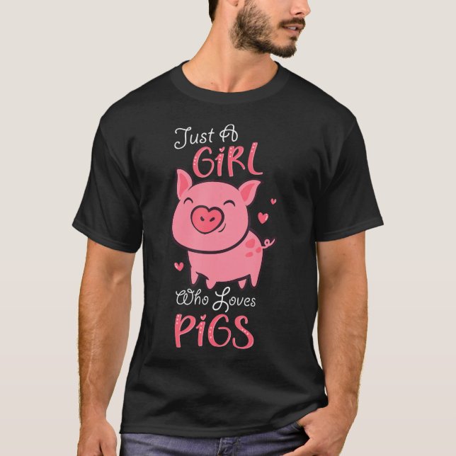 Bara en flicka som Kärlek Grisar cute Gris Älskare T Shirt (Framsida)