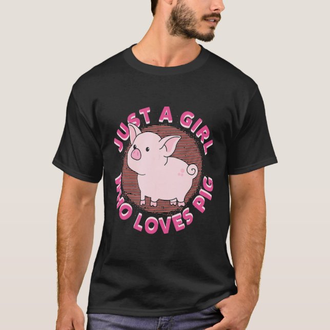 Bara en flicka som Kärlek Grisar Cute Gris Älskare T Shirt (Framsida)