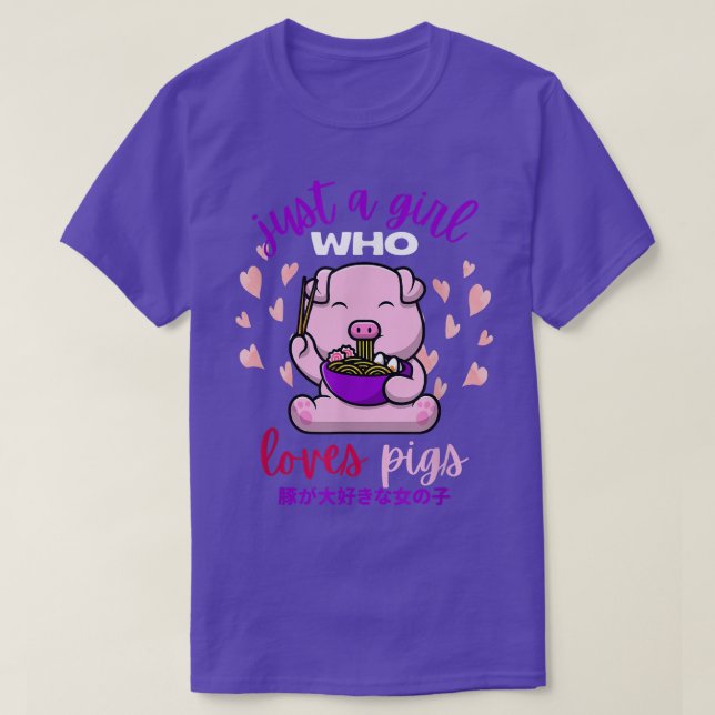Bara en flicka som Kärlek Grisar Cute Gris Eating  T Shirt (Design framsida)