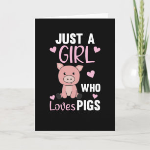 Bara en flicka som Kärlek Grisar Cute Gris Piglet Kort