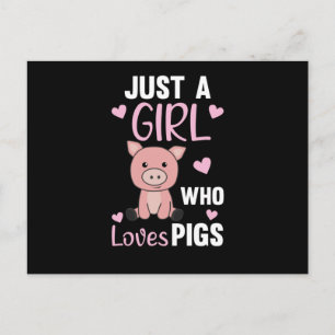 Bara en flicka som Kärlek Grisar Cute Gris Piglet Vykort