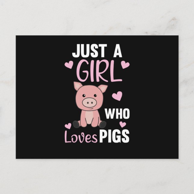 Bara en flicka som Kärlek Grisar Cute Gris Piglet Vykort (Framsida)