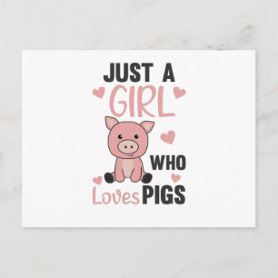 Bara en flicka som Kärlek Grisar Cute Gris Piglet Vykort