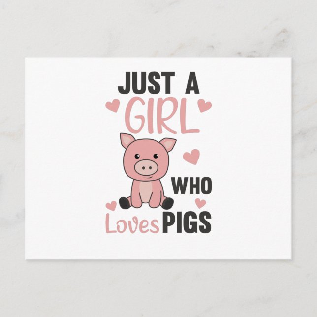 Bara en flicka som Kärlek Grisar Cute Gris Piglet Vykort (Framsida)