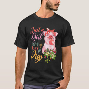 Bara en flicka som Kärlek Grisar Flowers Gris Sung T Shirt