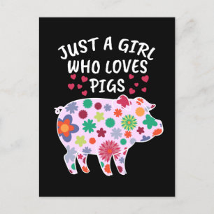 Bara en flicka som Kärlek Grisar ger kvinnor Swine Vykort