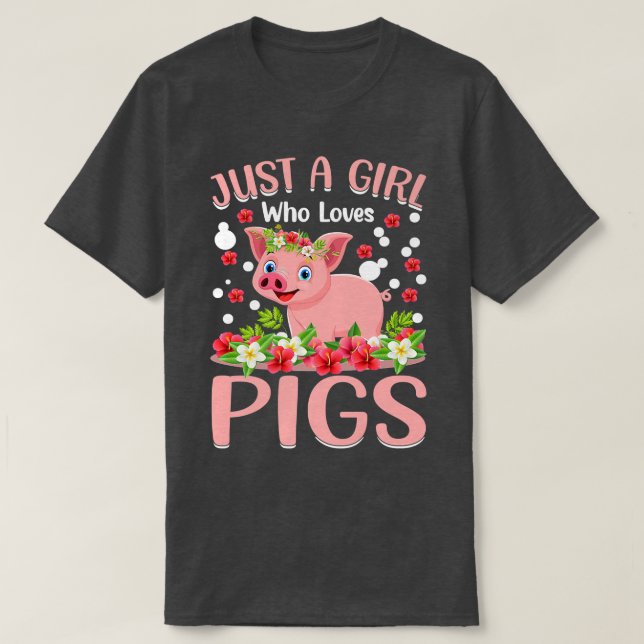Bara en flicka som Kärlek Grisar Hog Älskare Cute  T Shirt (Design framsida)