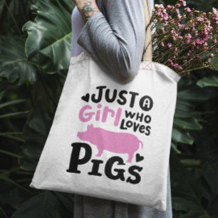 Bara en flicka som kärlek grisar roliga gris tygkasse