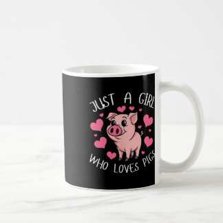 Bara en flicka som Kärlek Grisar Rosa Heart Kids G Kaffemugg