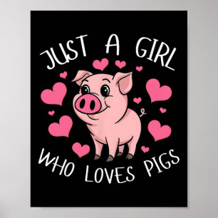 Bara en flicka som Kärlek Grisar Rosa Heart Kids G Poster