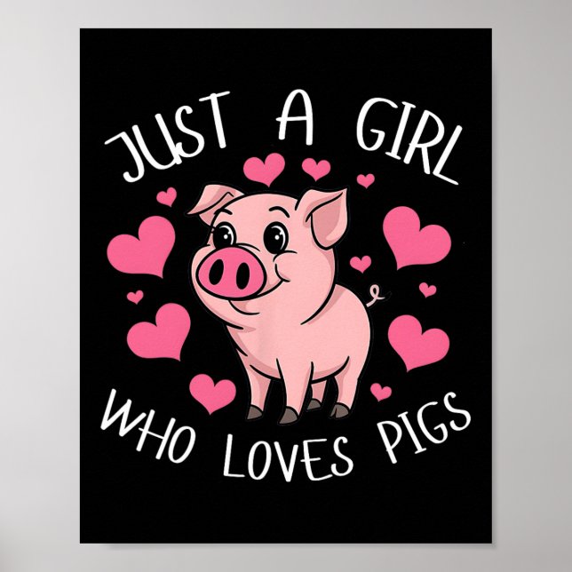 Bara en flicka som Kärlek Grisar Rosa Heart Kids G Poster (Framsidan)