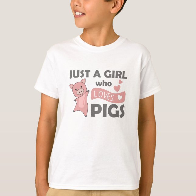 Bara en flicka som Kärlek Grisar Rosa hör smågrisa T Shirt (Framsida)