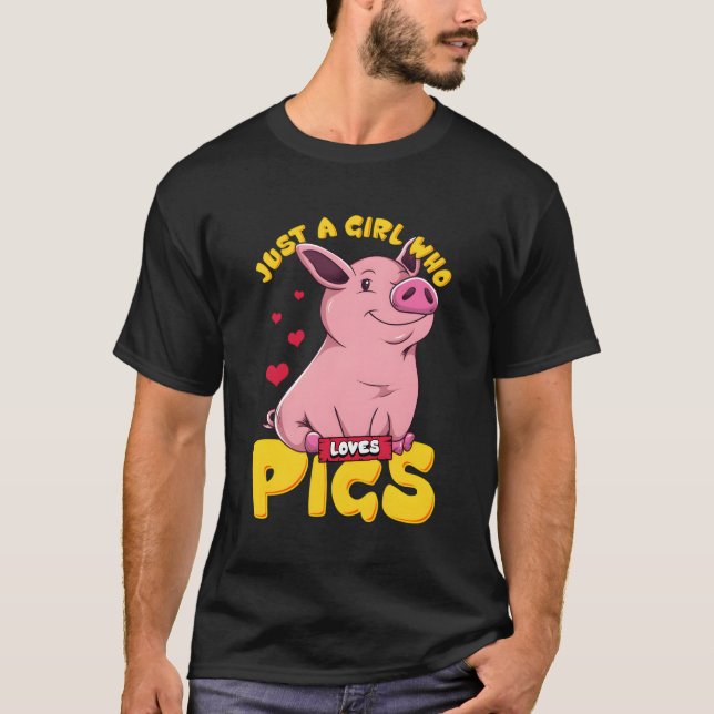 Bara en flicka som Kärlek Grisar Shirt Funny Gris  T (Framsida)