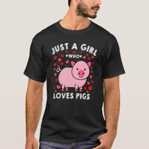 Bara en flicka som Kärlek Grisar Women Kids Hearts T Shirt