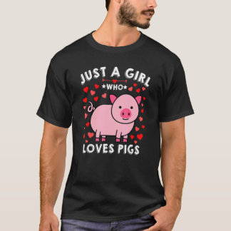 Bara en flicka som Kärlek Grisar Women Kids Hearts T Shirt