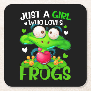 Bara en flicka som Kärlek gror barnflickor Frog Underlägg Papper Kvadrat