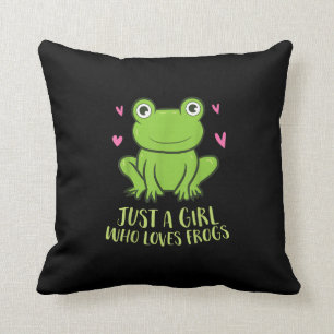 Bara en flicka som Kärlek gror Cute Frog Girgåv Kudde